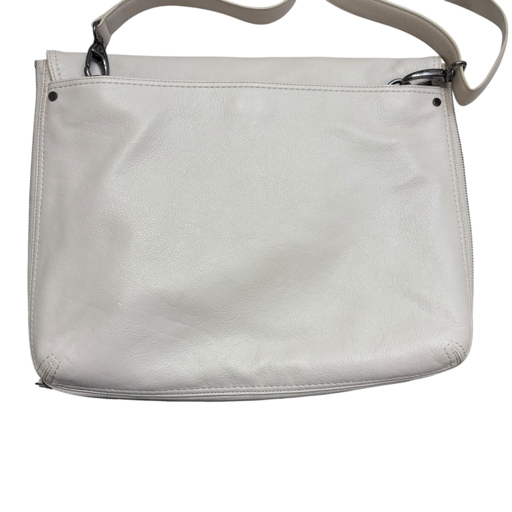 Levenger white leather messenger briefcase laptop bag - Picture 14 of 16